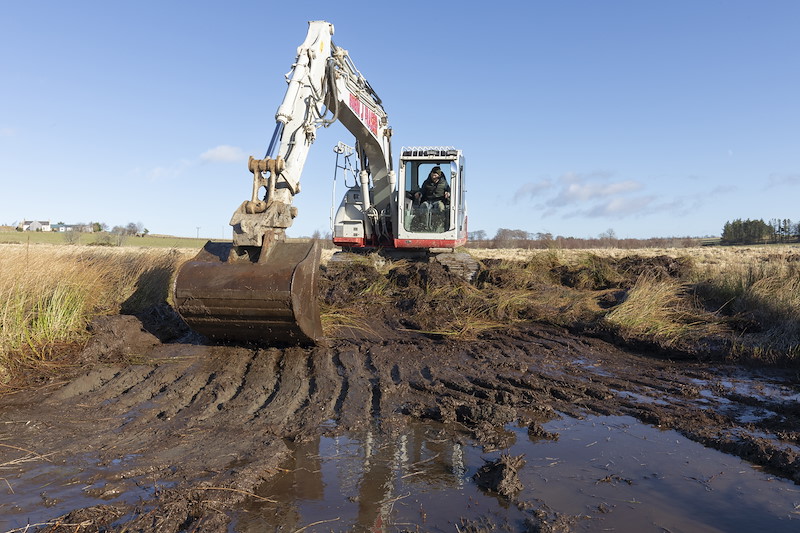 Creation of wader scrapes at Northwoods Rewilding Network partner, Wark Farm, Aberdeenshire