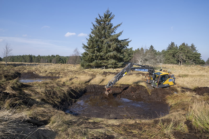 Pond excavation at Northwoods Rewilding Network partner, Lynamer, Cairngorms National Park, March 2022